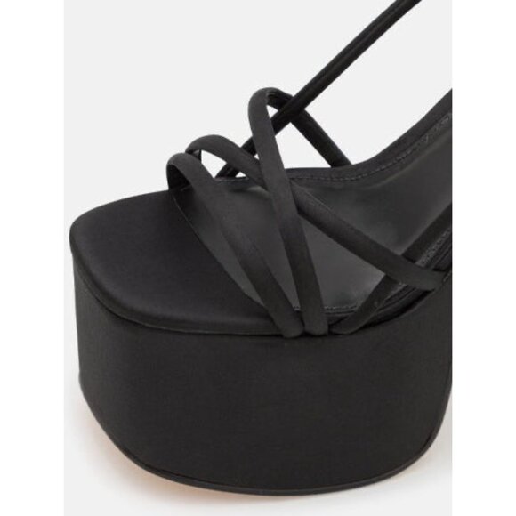 Cult Gaia Moriah Platform High Block Heel Sandal Black Size 7 New In Box - Picture 10 of 16